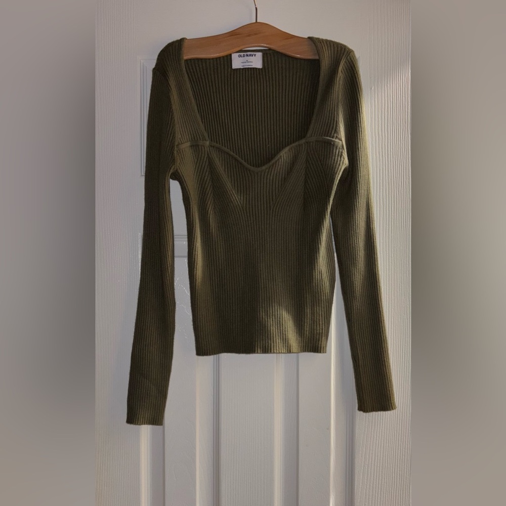 Old Navy knitted Sweat Heart Neck Line Sweater - Olive Green